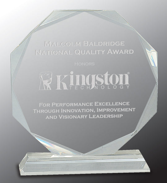 a crystal award with a black background