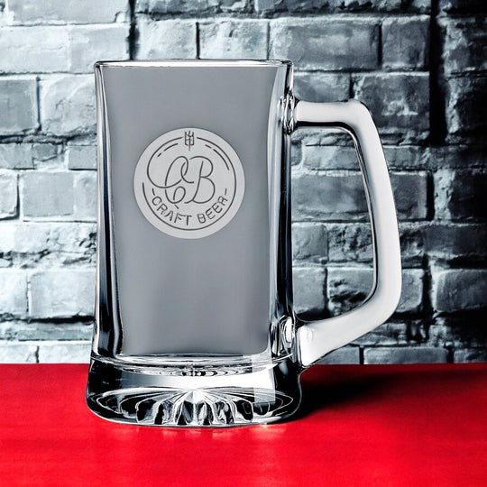 25 oz. Beer Mug with Handle Logo Engraved-AuchShop-Glass