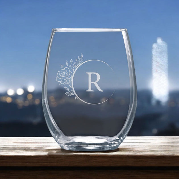 9 oz. Stemless Wine Glass Logo Engraved-AuchShop-