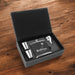 Black Leather Flask Set in Gift Box Logo Engraved-AuchShop- - 