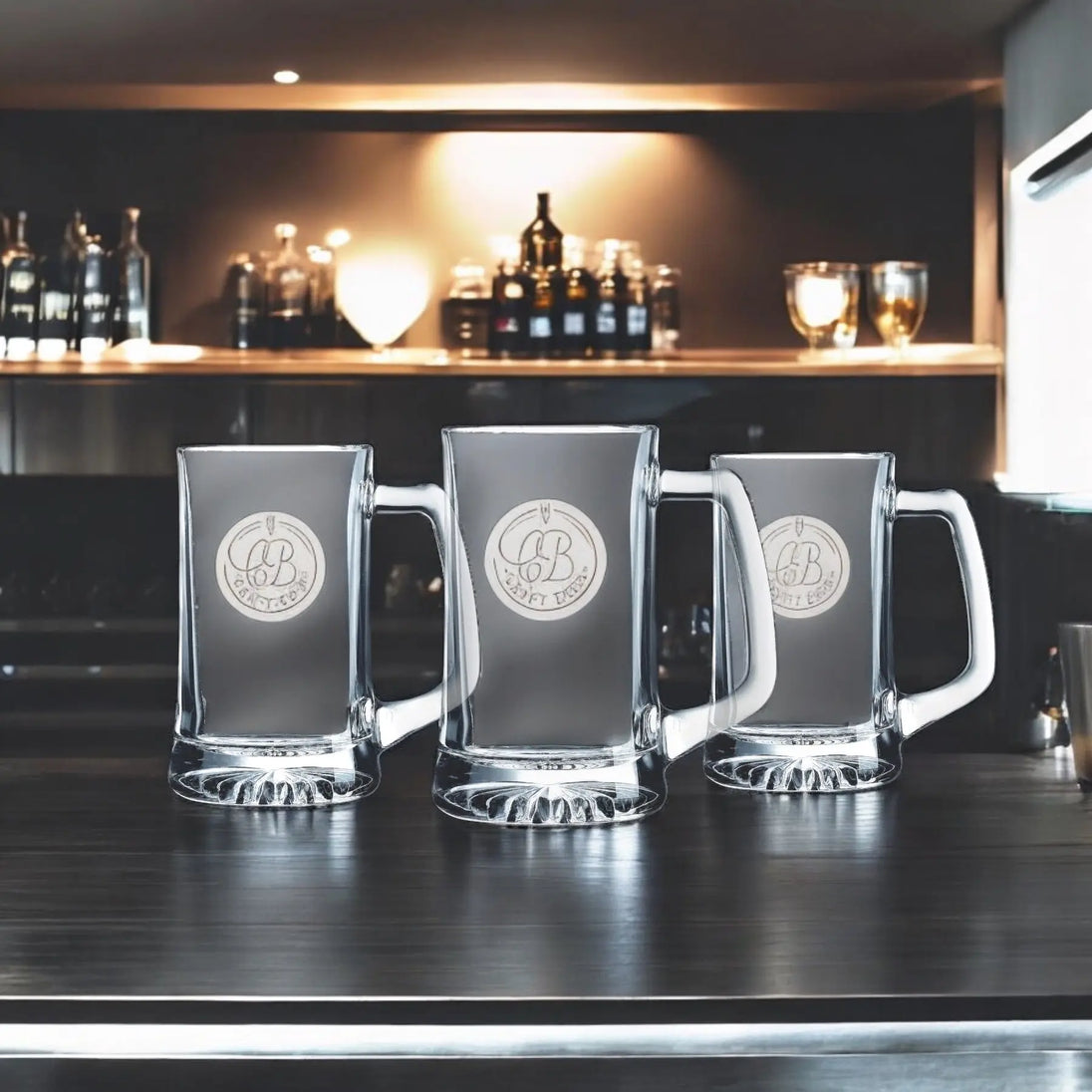 Custom Beer Mug with Handle Logo Engraved AuchShop