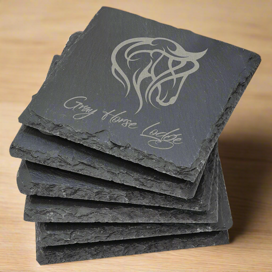 Square Slate Coasters Logo Engraved - AuchShop - Tumbler - AuchShop - 