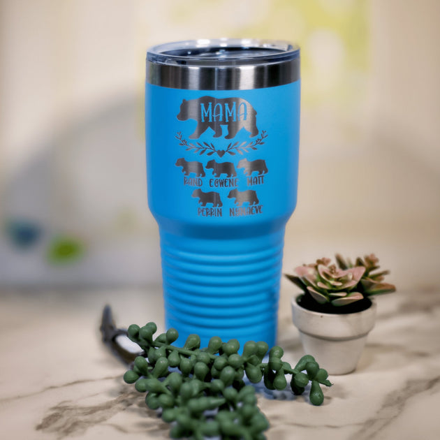 Personalized Mama Bear Tumbler with Lid Options - AuchShop-Tumbler-Standard Lid-20 Fluid Ounces-