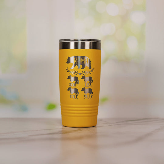 Personalized Mama Bear Tumbler with Lid Options - AuchShop-Tumbler-Standard Lid-20 Fluid Ounces-